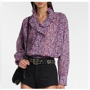 Isabel Marant Etoile Pamias Printed Cotton Blouse. Size S
